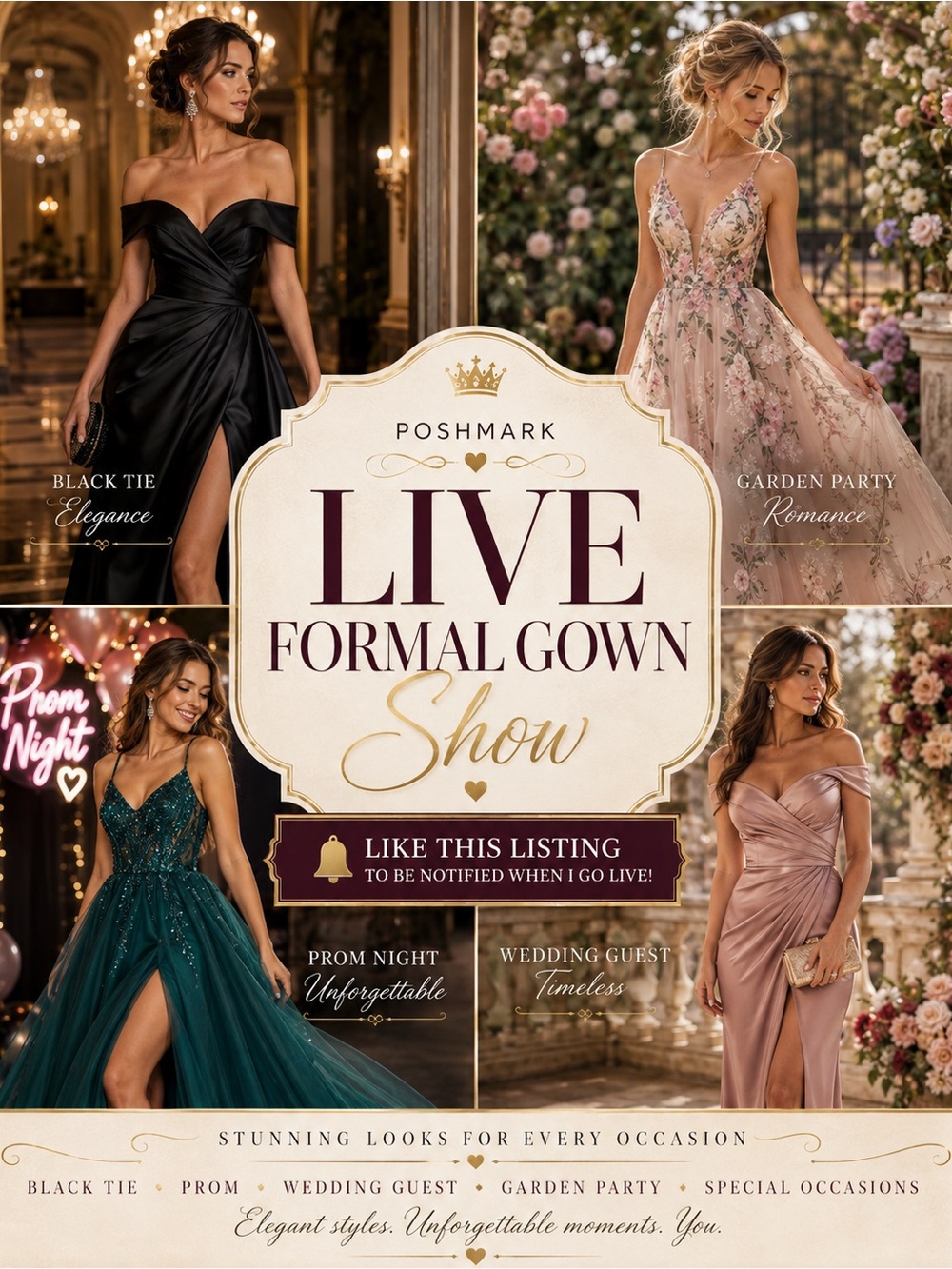Formal Gown LIVE Show Flyer • Prom Cocktail Wedding Guest Red Carpet Dresses